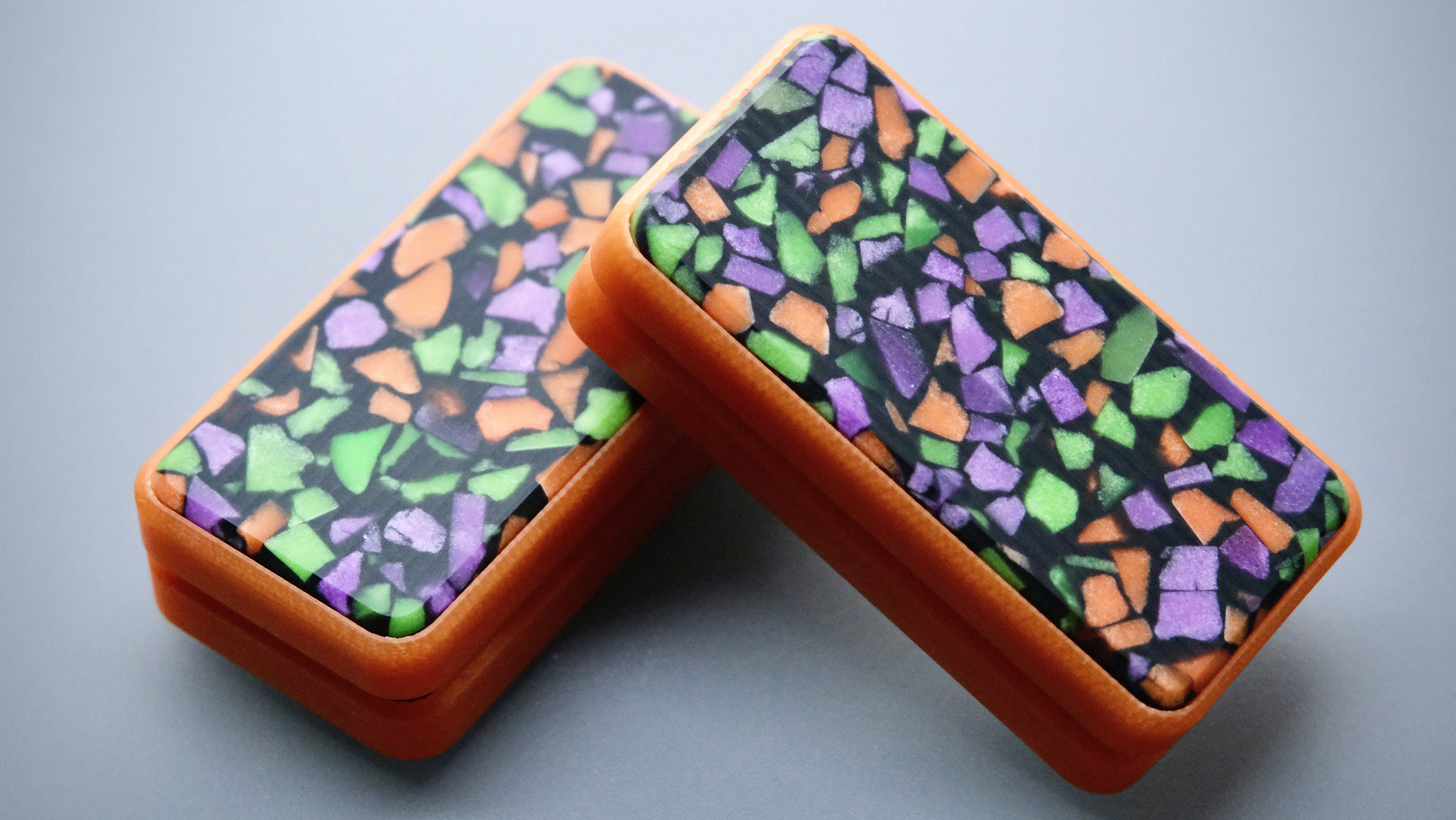 Sunset Terrazzo Clicker - Orange framed colorful speckled fidget